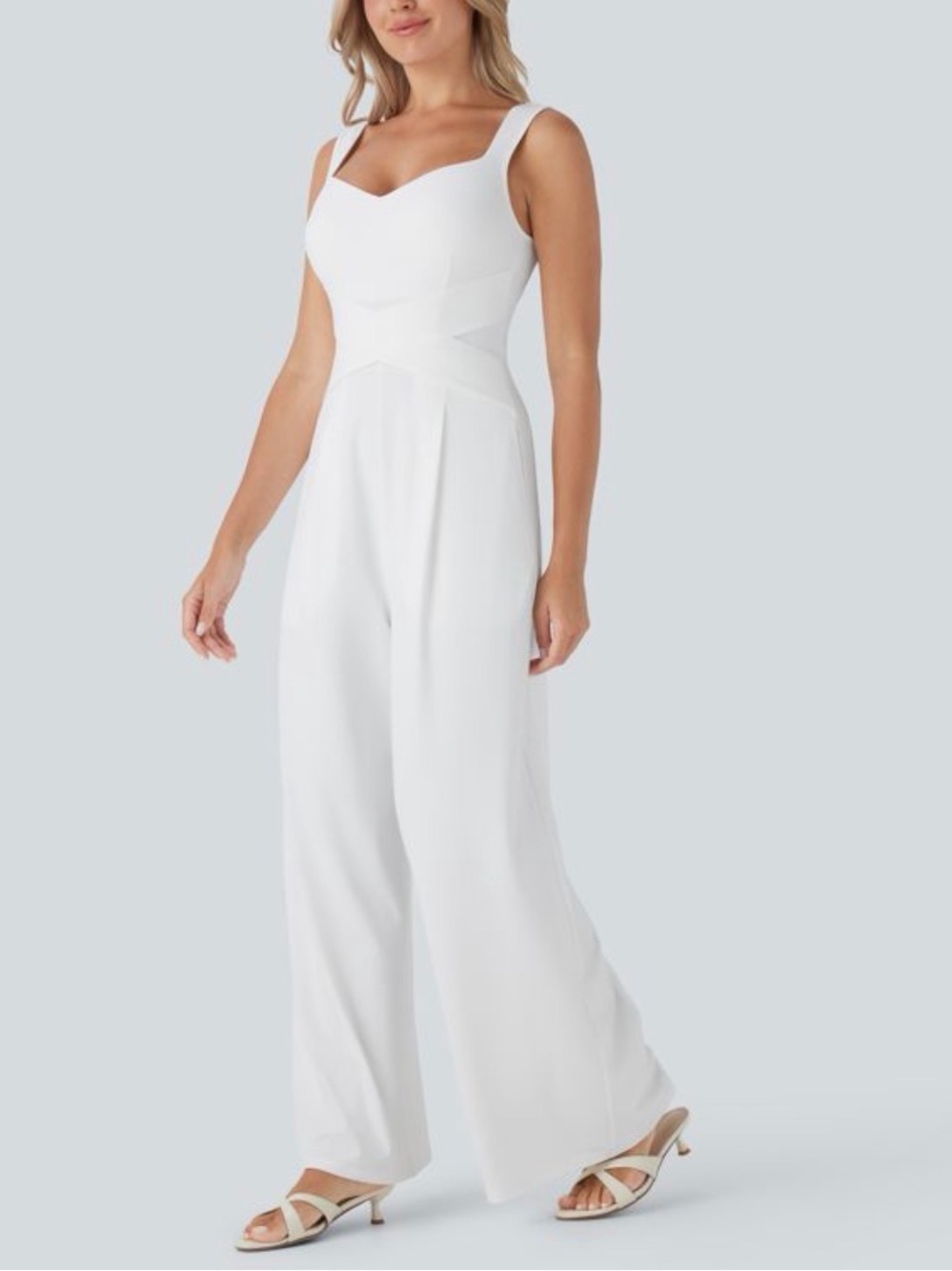 HALARA White Wide-Leg Tank Jumpsuit Medium Regular